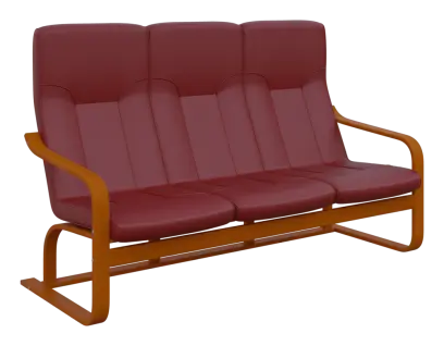 BO - 3 trojkřeslo, dřevěná kostra, moření třešeň, koženka HOLY CE 2, malinová